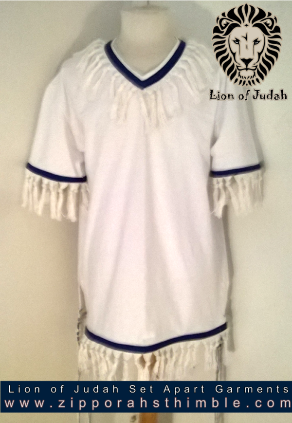 100% Cotton Heavy Weight T-Shirt or  Tank w/ blue bands and  fringe