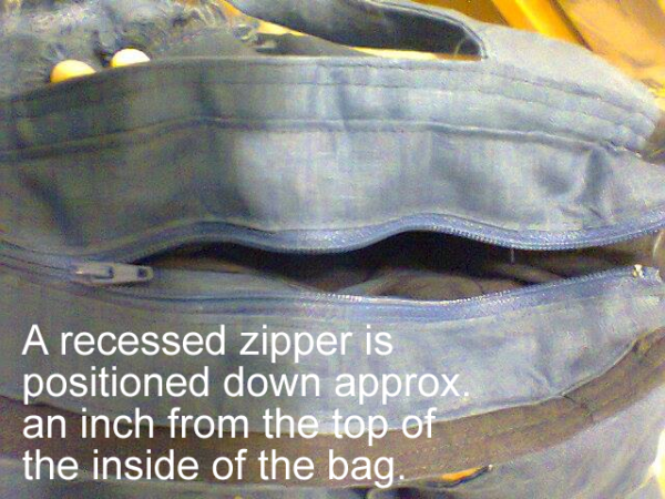 recessed zipper